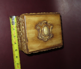 Vintage Hand Carved 6x5" Rectangular Wooden Flip Lid Jewelry Trinket Box