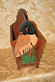 Vintage Free Standing 17x10x17" Wooden Magazine Rack w/ Hand Painted Geese