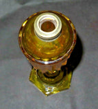 Antique Unique Amber Depression Glass Oil Lamp Reservoir Only - As-Is No Burner