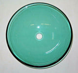 Hand Blown Studio Art Glass Aqua-Blue 16.5" Sink Basin Bowl - Drilled 1.75" Hole