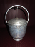 Vintage NASCO 12" Tall 7.5" Italian Dimpled Aluminum Ice Bucket w/ Lid & Handle