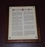 Vintage 13x10" Wood & Plexiglass Framed "Principles of Medical Ethics" Print