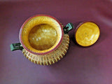 Vintage Southeast Asian Style 8" Tall Hand Woven Rattan Lidded Pot Shape Basket