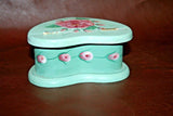 Hand Made Arts & Crafts Painted Signed Flip-Lid Heart Shaped Wooden Jewelry Box