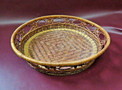 Vintage Style 12" Diameter Round Woven Reed Table Pie Basket