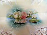 Antique Fine R.S. Prussia Porcelain Water Lily & Gilt 13" Long Oval Serving Bowl