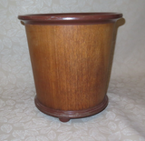 Retro Style 13.5" Tall Wood Wastebasket Garbage Can w/ Metal Rim & Base