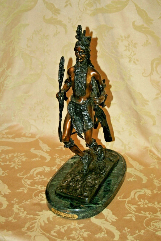 Frederic Remington "Indian Dancer" 20" Tall Bronze Sculpture on Marble Base