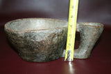 Antique South American Pre-Columbian Style Hand Carved Wooden Double Mortar Bowl