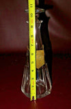 Pair 11" FINE Crystal Liquor Decanters w/ Stoppers & One "Brandy" Brass Emblem