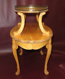 Antique French Provincial Satinwood 2-Tier Cabriole Leg Oval Occasional Table