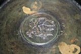 Antique Solid Bronze 8x6" Pedestal Compote Plate w/ Embossed Angel Center Image