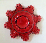 Vintage 9" Fenton Ruby Pink Cranberry Art Glass Wavy Ruffled Lip Center Bowl