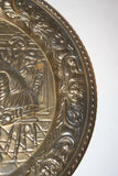 European Style 17" Round Hanging Brass Tray Embossed w/ Tavern Pub Scene