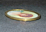 Antique Hand Painted Initialed Portrait of Woman in 5" Italian Style Oval Frame