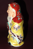 Vintage 6" Tall Hand Painted Japanese Robed Buddha Figure Khakkara Staff & Fan