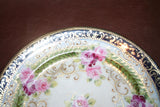 Antique Hand Painted Nippon Japanese Plate w/ Floral Design & Gilt Beaded Lip