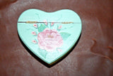 Hand Made Arts & Crafts Painted Signed Flip-Lid Heart Shaped Wooden Jewelry Box