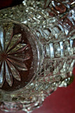 Vintage 10" Tall Unique Square Pattern Pressed Glass Basket w/ Handle - As-Is