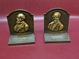 Vintage Pair 6" Tall Heavy Bronze Classic Literature Dickens & Whittier Bookends