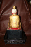 Antique Chinese Gilt Wood Carved 25" Cai Shen Wealth God Buddha Statue on Base