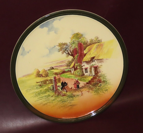 Vintage 13.5" Royal Doulton Rustic England Serving Platter Cottage Scene D.5694