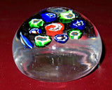 Collectible 2.5" Modern Multi-Color Millefiori Hand Blown Art Glass Paperweight