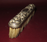 Antique 7.5" Long Ornate Silverplate Clothing Brush - Engraved May to Amos 1906