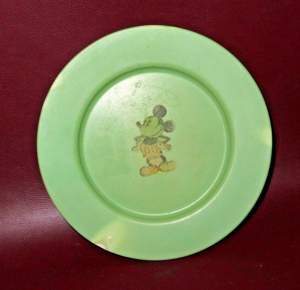 Vintage 7" Green Melamine Safetyware PM 362 Children's Mickey Mouse Image Plate