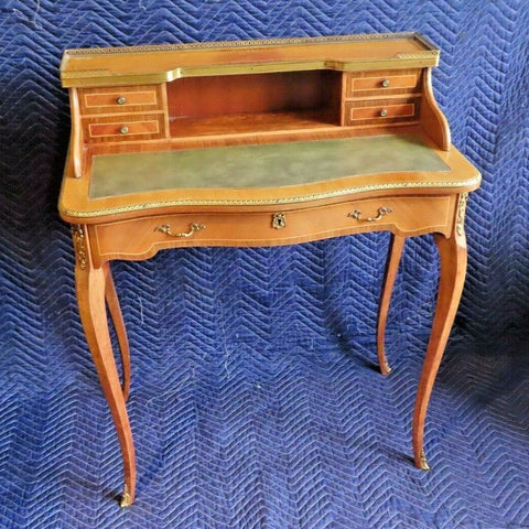 Vintage Reproduction Louis XV Style 35" Inlaid Bleached Mahogany Secretary Desk