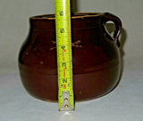 Vintage Dark Brown Ceramic 8" Crockery Bean Pot w/ Single Handle & Lid