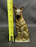 Antique Pair 6.5" Tall Cast Iron Coyote Dog Bookends w/ Antique Gilt Finish