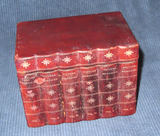 Vintage Burgundy Leather Covered Flip Lid Faux Book Shaped Flip Lid Photo Box