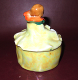 Vintage 4.5" Gold Castle Chikusa Hand Painted Yellow Clown Covered Dish - As-Is