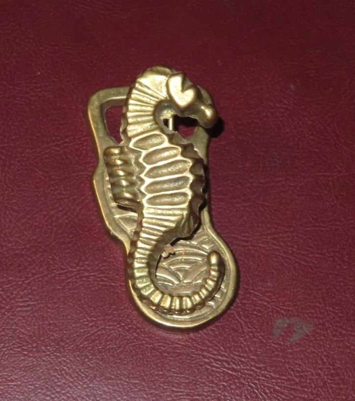 Unique 3" Tall Vintage Brass Seahorse Bottle Opener Clip