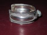 Vintage 2.75" Large Southwestern Mexican Style Silverplate Bracelet w/ Agate