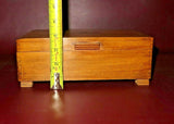 Vintage 10" Footed Flip-Lid Dovetailed Wooden Jewelry Box - Couple & Bench Scene