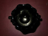 Vintage LE Smith 7" Black Amethyst Glass Dancing Nymph Heart Two Handle Urn Vase