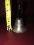 Antique 5" Long Nickel Plated School House Dinner Call Bell w/ Black Handle