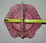 Vintage 10" Fenton Style Cranberry Glass Brides Basket w/ Ruffled Lip & Handle