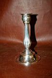 Pair Antique Elegant Baldwin Style Silverplate on Brass 7.5" Candlestick Holders