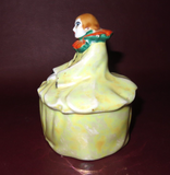 Vintage 4.5" Gold Castle Chikusa Hand Painted Yellow Clown Covered Dish - As-Is