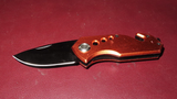 Small 6" Long Orange & Black Folding Pocket Knife w/ Belt Loop