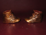 Antique Pair 4" Long Copper Coated Children's Baby Shoes - Marked 22/40