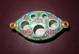 Vintage Hand Painted Ceramic 5-Hole Flower Arranger Frog Vase - Signed GF France
