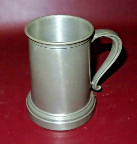 Vintage 5" Tall One Pint Glass Bottom Pewter Tankard Stein - Engraved "Dad"