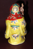 Vintage 6" Tall Hand Painted Japanese Robed Buddha Figure Khakkara Staff & Fan