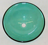 Hand Blown Studio Art Glass Aqua-Blue 16.5" Sink Basin Bowl - Drilled 1.75" Hole