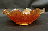 Vintage Elegant 9" Diamond Pattern Marigold Carnival Glass w/ Wavy Sawtooth Lip
