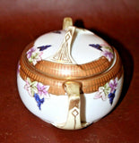 Vintage Japanese Hand Pained Nippon Porcelain & Gilt Lidded Sugar Bowl